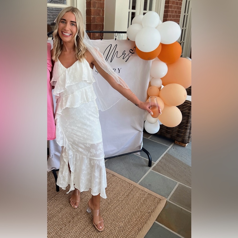 Bridal Shower White Midi Dress with Elegant Design